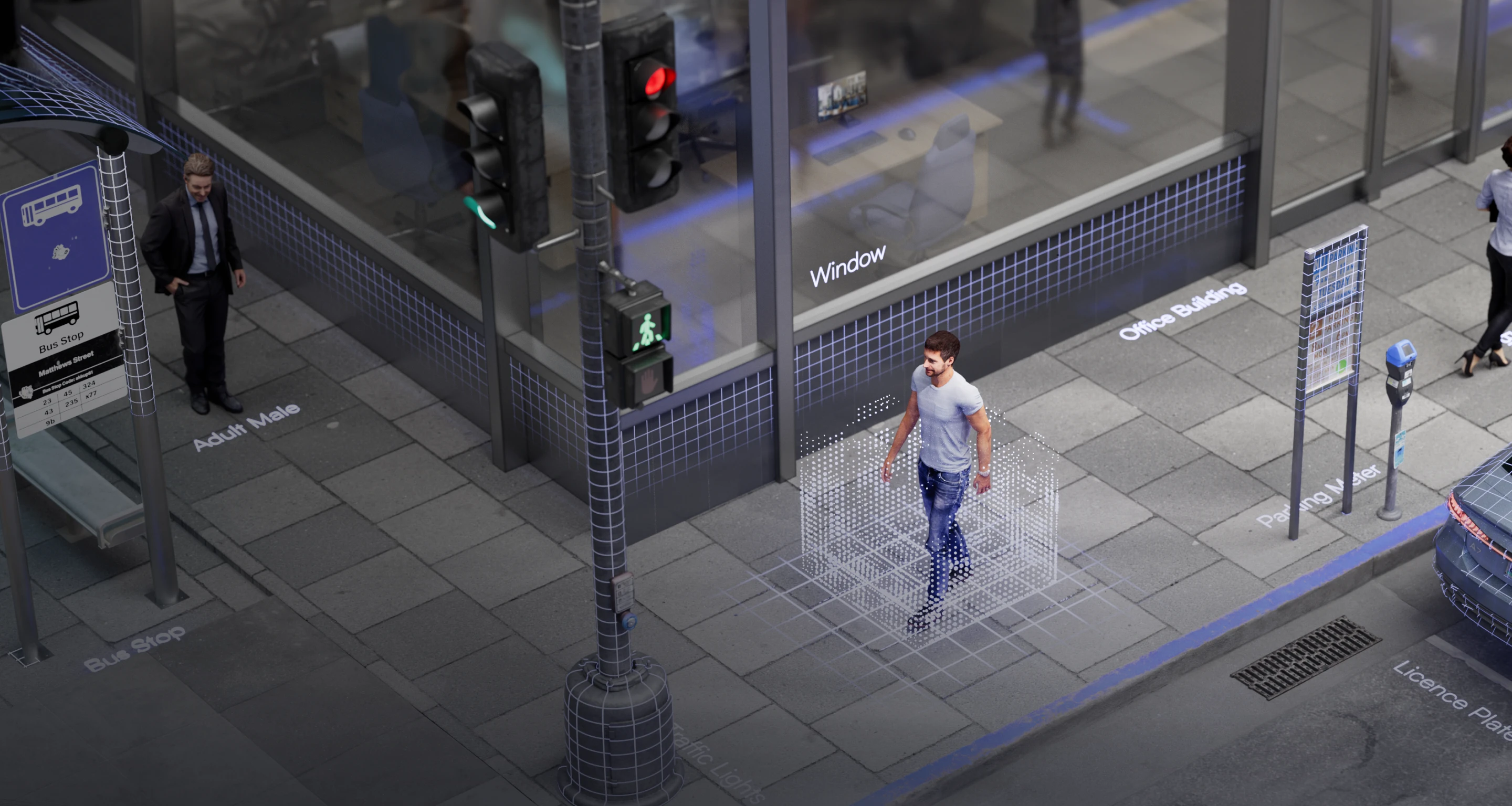 lumana ai video security branded 3d image visualization of the street